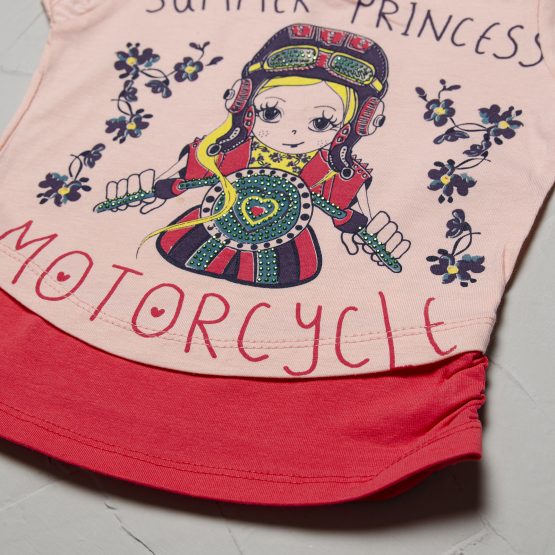 Tricou de fetițe Princess Motorcycle (1-3 ani)