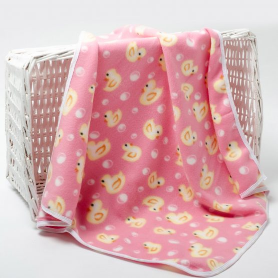 Pled polar roz imprimat pentru bebeluși ♥ Rățușcă