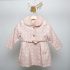 Palton de fetițe cu guler de blăniță roz și curea ( 3-4-5 ani)