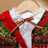 Costum tradițional de botez roșu cu clop ( 3-6-9 luni)