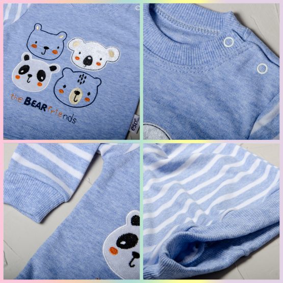 Pijama de bebeluși albastră cu animăluțe