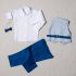 Costum elegant de botez cu vestă de băieți Terry bleu ( 3-6-9 luni)