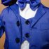Costum elegant de botez cu papion albastru royal ( 3-6-9 luni)