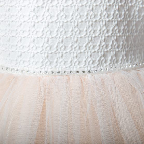 Rochiță elegantă albă cu roz cu voal pe umeri ( 1-6 ani)