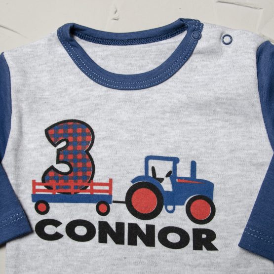 Pijama de băieței 0-6 luni cu tractor