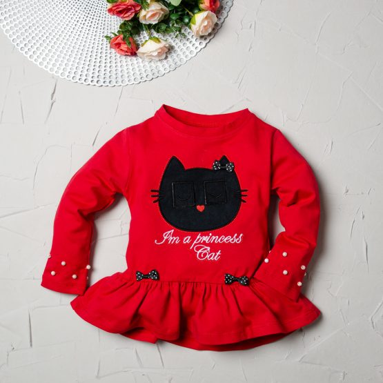 Bluză roșie de fetițe cu volănașe Princess Cat Peri ( 1-4 ani)