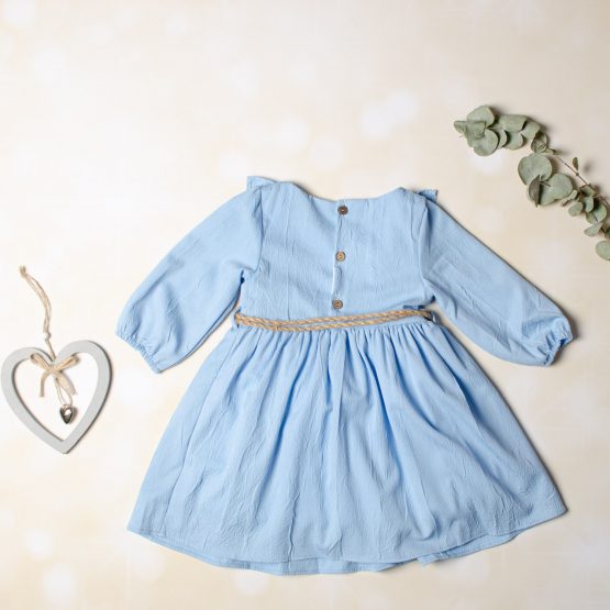 Rochiță albastra de fete cu floricele brodate Guvenir (2-5 ani)