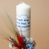 Lumânare de botez tradițională cu mesaj și fundă albastră