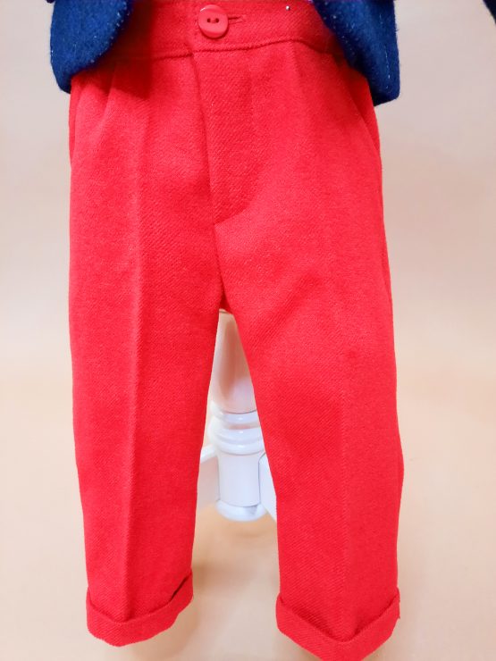 Costum elegant de botez cu papion și pantaloni roșii (3-6-9 luni)