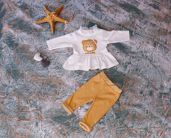 Costumaș din bumbac pentru fetițe cu ursuleț (62-68-74-80 cm)