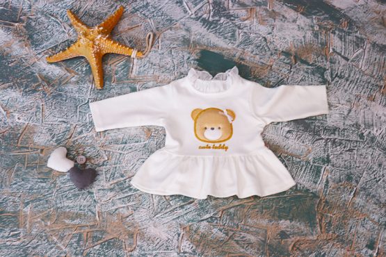 Costumaș din bumbac pentru fetițe cu ursuleț (62-68-74-80 cm)