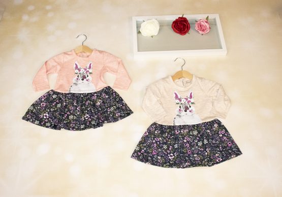 Rochiță de fetițe din bumbac Bunny Flowers ( 68-86 cm)