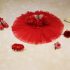Rochiță de botez elegantă cu volănașe din dantelă pe piept - Alice roșie