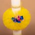 Lumânare de botez cu tul galben și floricele colorate Carolina