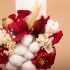 Lumânare de botez cu bumbac și flori nemuritoare roșii