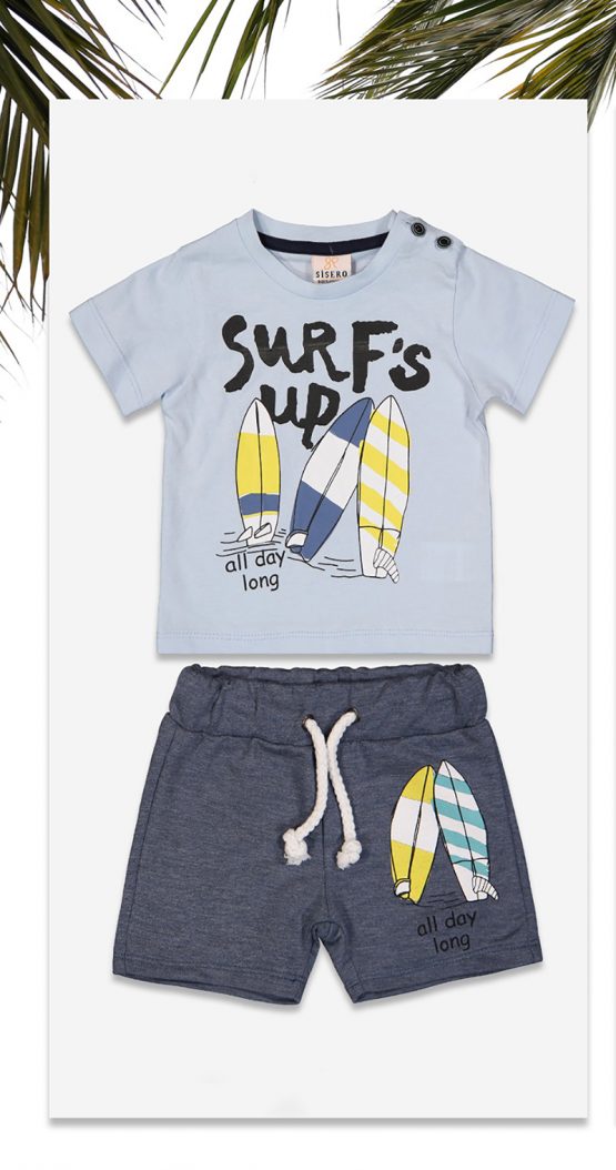 Tricou cu pantaloni scurți de vară pentru băieți Surf’s Up (6-18 luni)