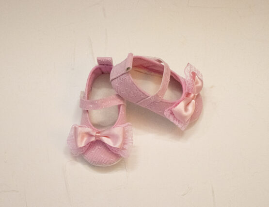 Pantofiori eleganți roz cu fundiță pentru bebeluși