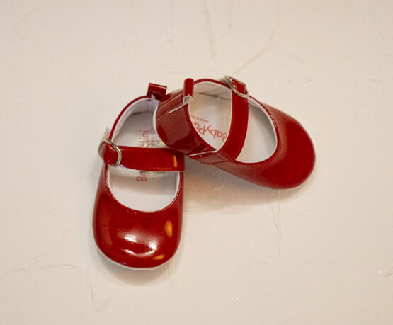 Pantofiori roșii din lac pentru bebeluși