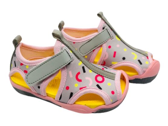 Sandale pentru fetițe gri cu roz  Pappix