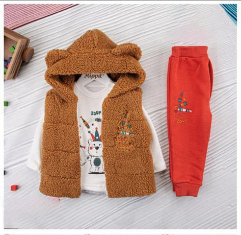 Costumaș ursuleț cu vestă de blăniță pentru bebeluși (3-18 luni)