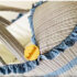 Landou textil gri cu fundă pentru nou-născut