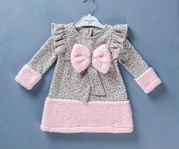 Rochiță cu blăniță roz și animal print pentru bebeluși ( 9-24 luni)