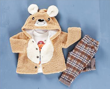 Costum gros 3 piese pentru bebe cu blăniță ursuleț ( 9-12-18-24 luni)
