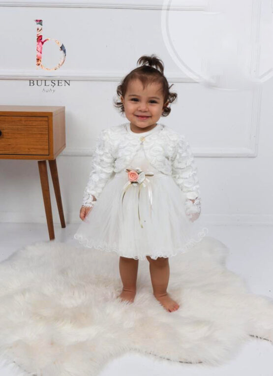 Rochiță albă cu bolero pentru bebeluși ( 9-18 luni)