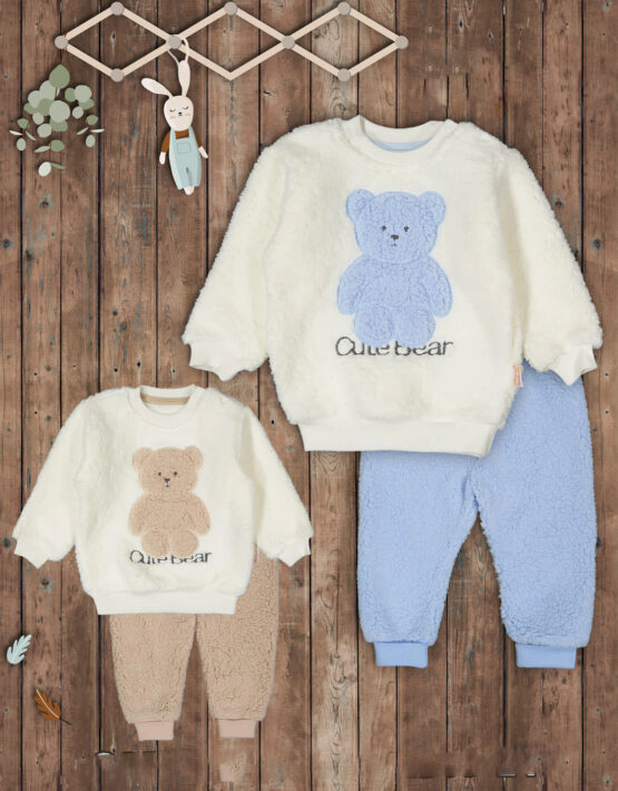 Costumaș gros de iarnă cu ursuleț pentru bebeluși (9-24 luni)