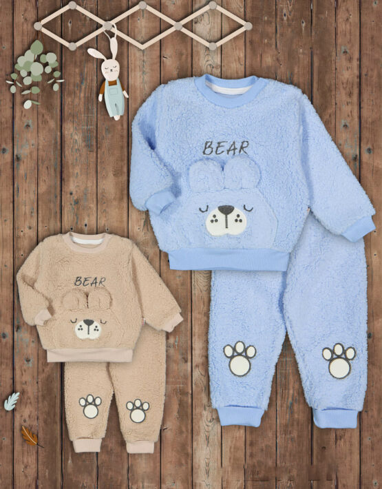 Costum gros pufos cu ursuleț pentru bebeluși (9-24 luni)