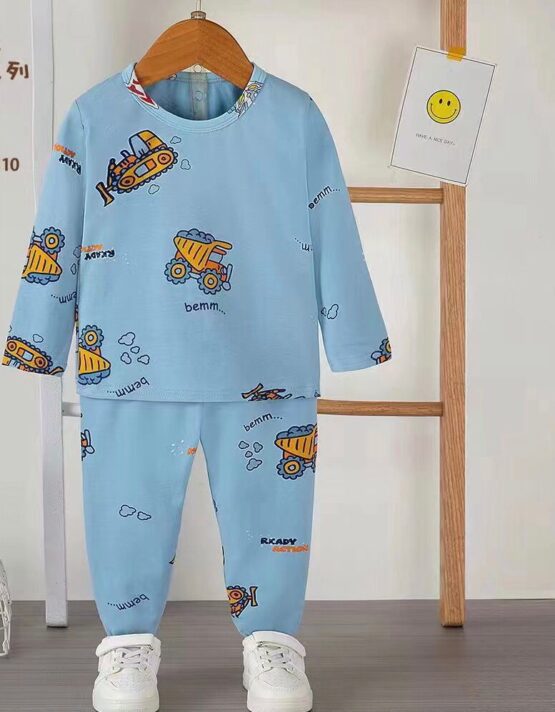 Pijama de bumbac pentru copii bleu (1-2-3 ani)